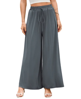 Cupshe Women's Grey Tie Waist Wide Leg Jersey Pants