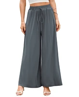 Cupshe Women's Grey Tie Waist Wide Leg Jersey Pants