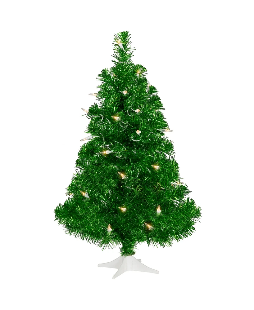 Northlight 2' Paradise Lime Green Tinsel Pine Artificial Tree