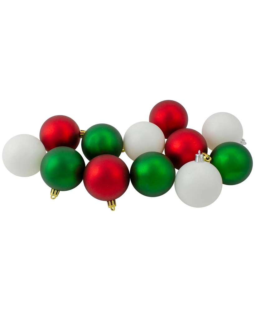Northlight Red Green and White Christmas Ball Ornaments 2.5-Inch