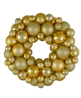 Northlight Vegas Gold 3-Finish Shatterproof Ball Christmas Wreath