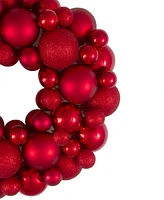 Northlight Red Hot 3-Finish Shatterproof Ball Christmas Wreath