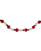 Northlight 6' Ball 3-Finish Red and White Christmas Garland