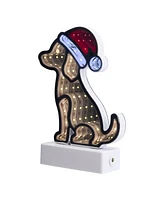 Northlight Led 3D Christmas Dog with Santa Hat Tunnel Light - 8-Inch