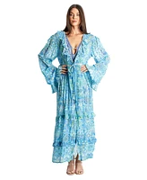 La Moda Clothing Women's Maxi Tiered Overshirt Dress