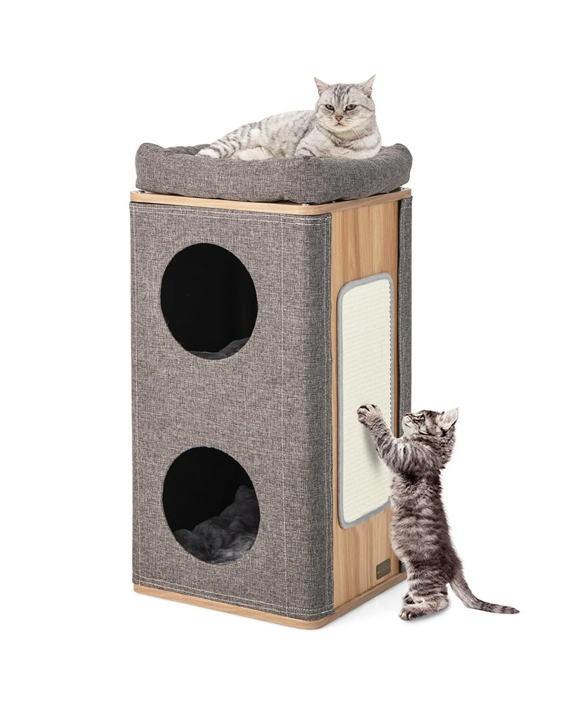 Slickblue 3-Story Cat House with Scratching Board for Indoor Cats