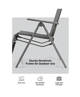 Gymax 2PCS Patio Outdoor Folding Reclining Lounge Chair w/ Adjustable Backrest