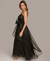 Donna Karan Women's Sweetheart Neck Strapless Chiffon Dress