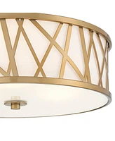 Possini Euro Design Layna Gold Pendant Lighting 16 1/4" Wide Modern Scattered Lines Metal Off-White Drum Shade for Dining Room House Foyer Kitchen Isl