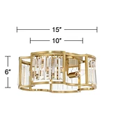 Possini Euro Design Gillian Modern Glam Ceiling Light Semi Flush-Mount Fixture 15" Warm Soft Gold 4-Light Crystal Rods Shade for Bedroom Kitchen Livin
