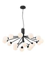 Possini Euro Design Davina Black Hanging Sputnik Chandelier Lighting 34 1/2" Wide Mid Century Modern Led Frosted White Globe Shades 18