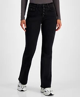 Tinseltown Juniors' High-Rise Button-Front Flare-Leg Jeans