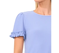 CeCe Women's Short-Sleeve Ruffle-Cuff Knit Top