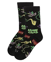 MeMoi Girls Kids' Mardi Gras Bamboo Crew Socks