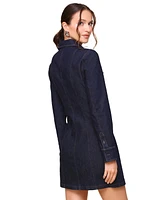 Avec Les Filles Women's Denim Long-Sleeve Mini Shirtdress