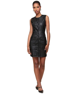 Avec Les Filles Women's Faux-Leather Quilted Mini Dress