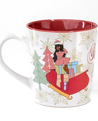 Black Paper Party Sleigh Sis Mug,12 oz