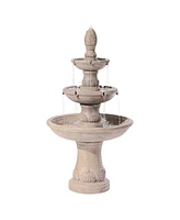 John Timberland Domanico Italian Outdoor Floor Bubbler Fountain and Waterfalls 57" High 3 Tiered Basins Decor for Garden Patio Backyard Deck Home Lawn
