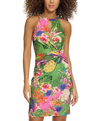 Siena Women's Floral-Print Twist-Front Bodycon Dress