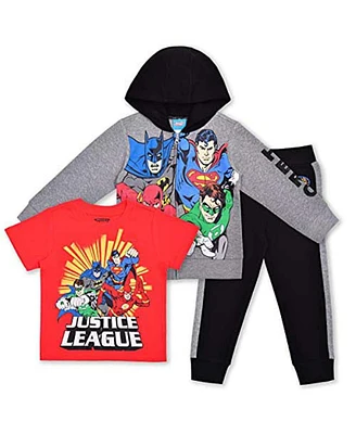 Children's Apparel Network Toddler Gray Justice League 3-Pack Jogger Set