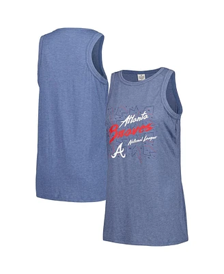 Soft as a Grape Women's Navy Atlanta Braves Gauze High Neck Tank Top