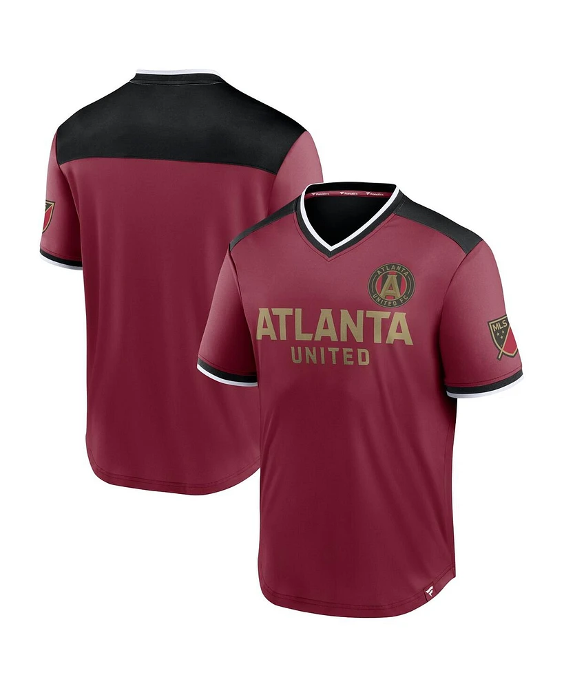 Fanatics Men's Red Atlanta United Fc Line Up Striker V-Neck T-Shirt