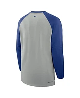 Nike Men's Heather Gray/Royal New York Mets Authentic Collection Game Time Raglan Performance Long Sleeve T-Shirt