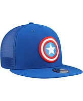 New Era Big Boys and Girls Blue Captain America 9FIFTY Trucker Snapback Hat