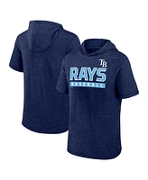 Fanatics Men's Heather Navy Tampa Bay Rays Push Short Sleeve Pullover Hoodie