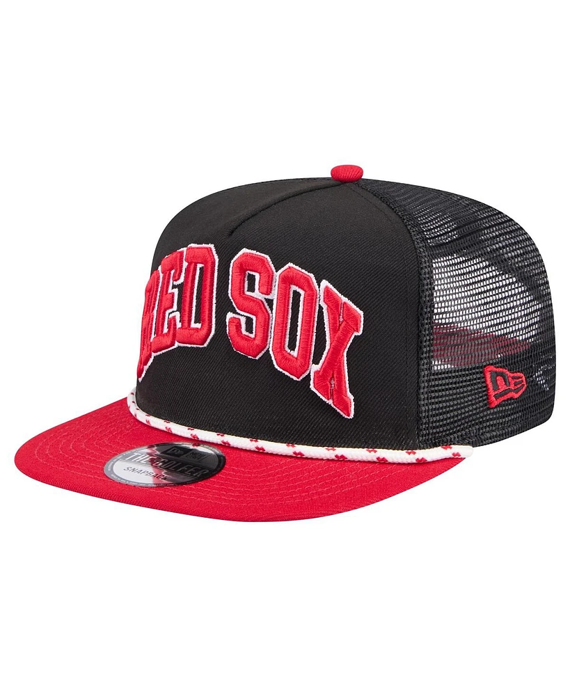 New Era Men's Black Boston Red Sox Throwback Meshback Golfer Hat