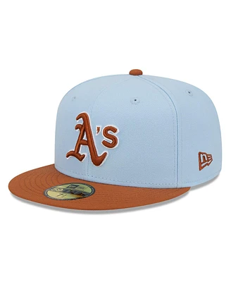 New Era Men's Light Blue/ Oakland Athletics Spring Color Basic Two-Tone 59FIFTY Fitted Hat