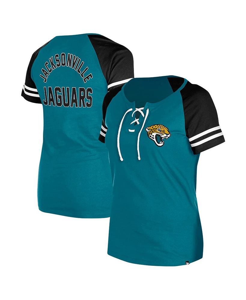 New Era Women's Teal Jacksonville Jaguars Lace-Up Raglan T-Shirt