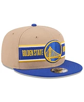 New Era Big Boys and Girls Tan/Royal Golden State Warriors 2024 Nba Draft 9FIFTY Snapback Hat