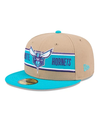 New Era Men's Tan/Teal Charlotte Hornets 2024 Nba Draft 59FIFTY Hat