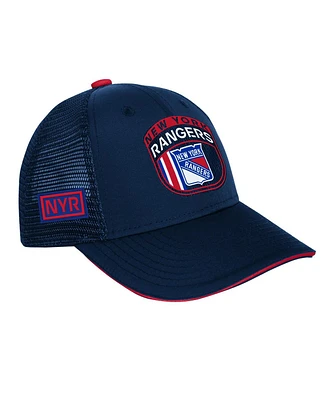 Fanatics Big Boys and Girls Navy New York Rangers 2024 Nhl Draft on Stage Trucker Adjustable Hat