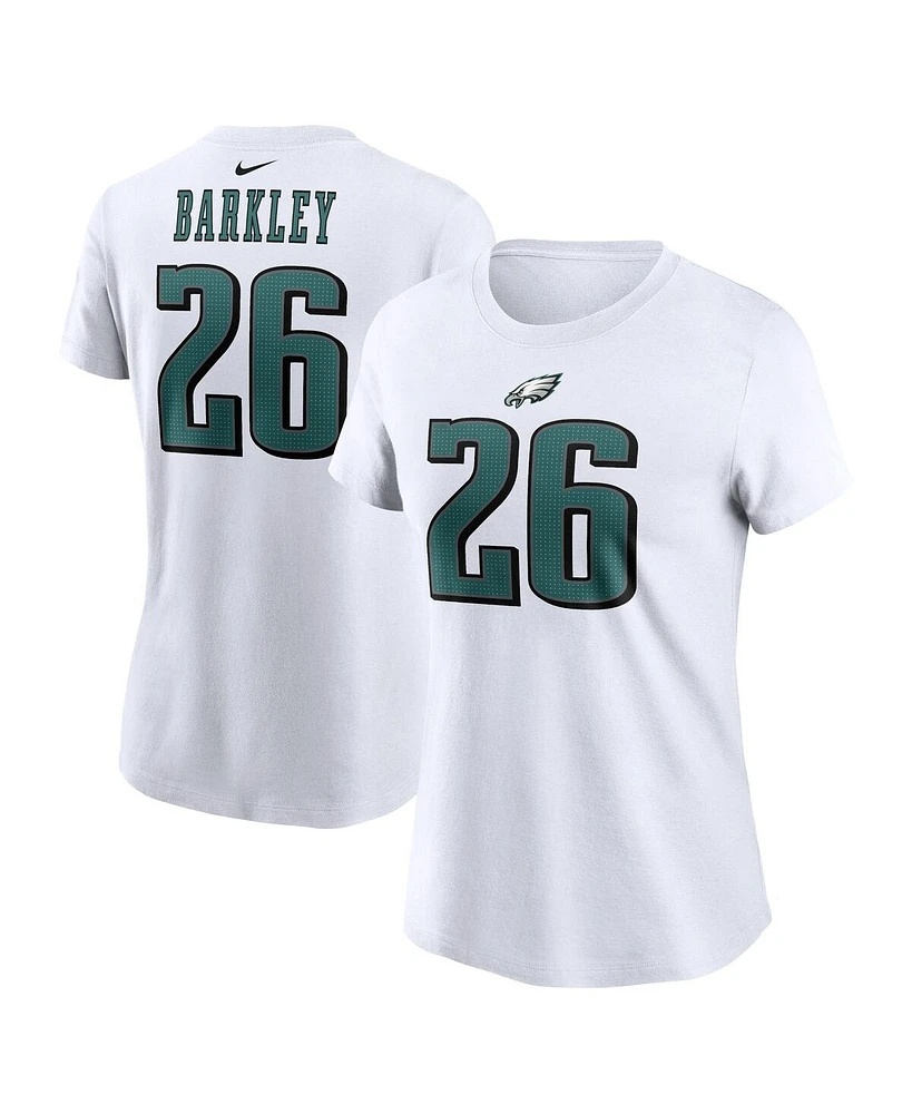 Nike Women's Saquon Barkley White Philadelphia Eagles Player Name Number T-Shirt