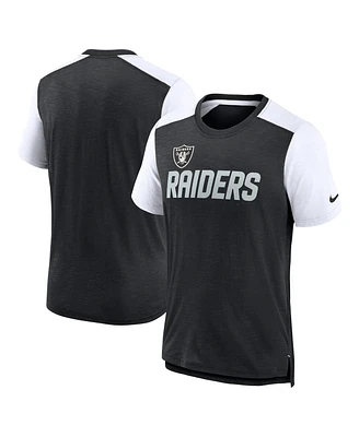 Nike Men's Heathered Black/White Las Vegas Raiders Colorblock Team Name T-Shirt