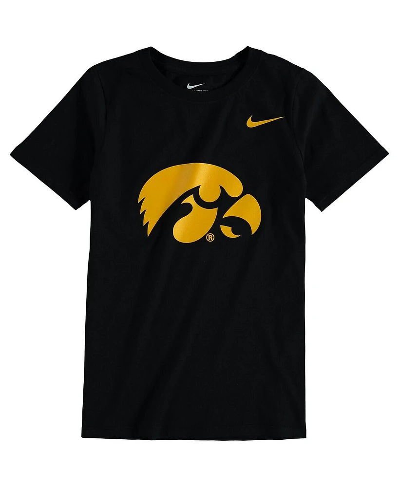 Nike Big Boys and Girls Black Iowa Hawkeyes Cotton Logo T-Shirt