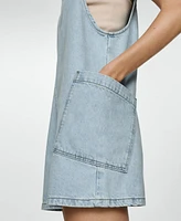 Mango Women's Denim Jumpsuit Shorts