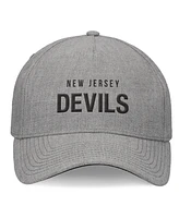 Fanatics Men's Heather Gray New Jersey Devils Elements A-Frame Leather Strapback Hat