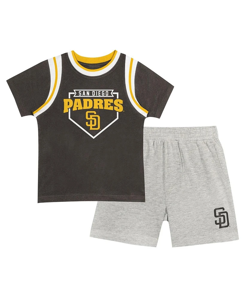 Outerstuff Toddler Fanatics Brown/Gray San Diego Padres Bases Loaded T-Shirt Shorts Set