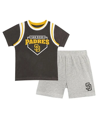 Outerstuff Toddler Fanatics Brown/Gray San Diego Padres Bases Loaded T-Shirt Shorts Set