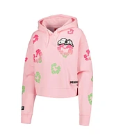 Freeze Max Women's Pink Peanuts Snoopy Sweet Cotton Heart Cropped Pullover Hoodie