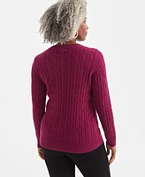 Style & Co Women's Cotton Cable-Knit Crewneck Sweater, Created for Macy's