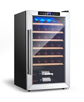 Slickblue 20 Inch Wine Refrigerator for 33 Bottles and Tempered Glass Door-Silver