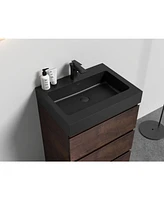 Streamdale Furniture Modern Matte Black Quartz Basin with Overflow