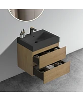 24" Natural Oak Vanity: Ample Storage, Silent Drawers