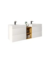 Streamdale Furniture 60" White Vanity: Timeless Elegance, Extra Storage, Silent Drawers