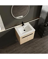 24" Oak Vanity with Resin Sink & Cabinet