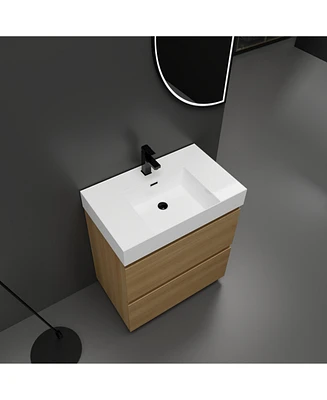 Simplie Fun Modern 30" Bathroom Vanity with Single Sink and Double Drawer